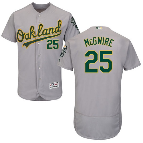 Athletics #25 Mark McGwire Grey Flexbase Authentic Collection Stitched MLB Jersey - Click Image to Close